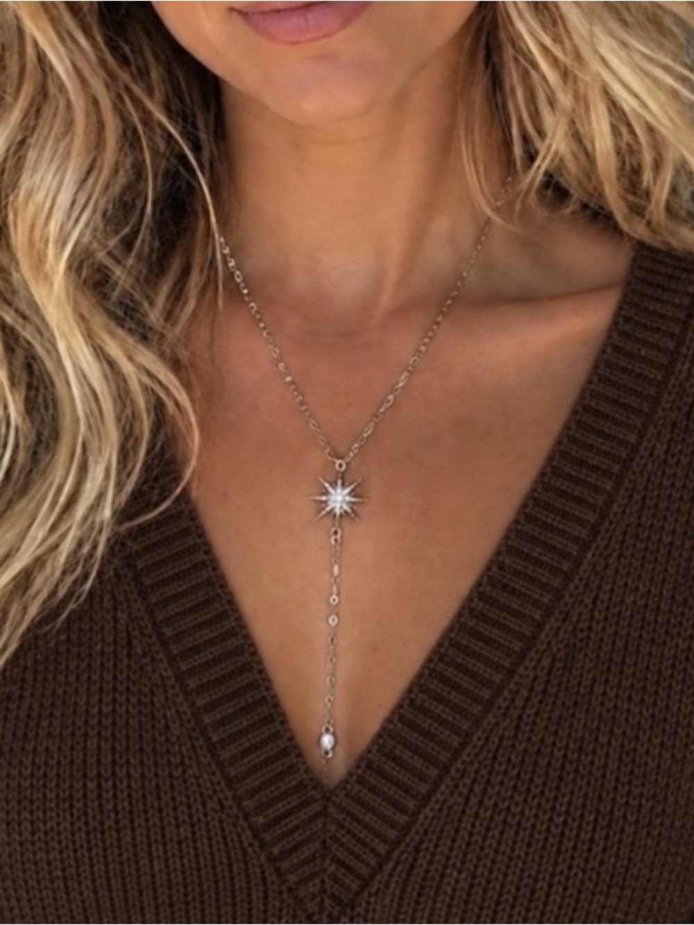 Brighton Crystal Radiant Star Convertible Lariat Style Necklace NWOT FIRM
